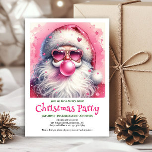 Invitation Santa rose masticatoire bulles aquarelle Noël i
