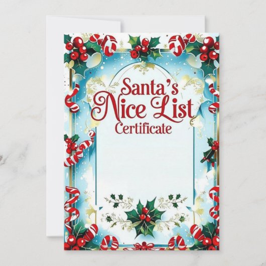 Invitation Santa’s Nice List Certificate for Boys (Devant)