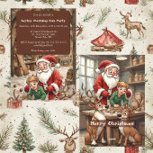 Invitation Santa’s Workshop Kids North Pole Christmas Party