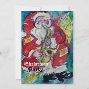 Invitation SANTA & SAX, FÊTE DE NOËL Métallic Or