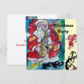 Invitation SANTA & SAX, FÊTE DE NOËL Métallic Or (Devant / Derrière)