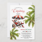 Invitation Santa under a Beach Umbrella Christmas Party  (Devant)