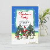 Invitation Santas First Stop Fête de Noël pour enfants (Debout devant)