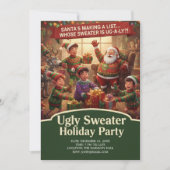 Invitation Santa's List Ugly Sweater Holiday Party Dramatic  (Devant)