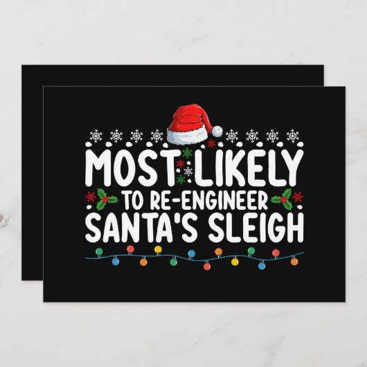 Invitation Santas Sleigh Noël, Ingénieur (Devant / Derrière)