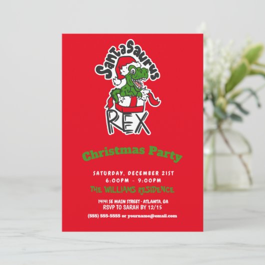 Invitation Santasaurus (Debout devant)