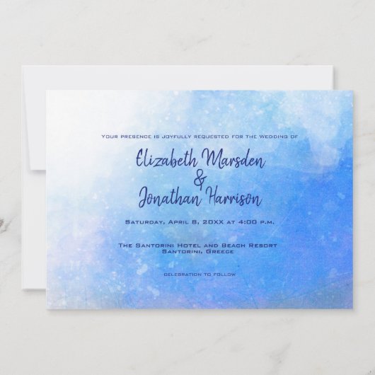 Invitation Santorin Grèce Aquarelle Destination Mariage (Dos)