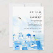 Invitation Santorin Grèce aquarelle destination mariage (Devant)