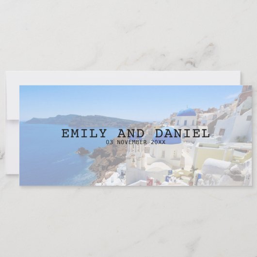 Invitation Santorin Grèce Destination Boarding Pass Mariage (Dos)