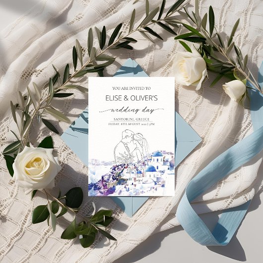 Invitation Santorin Grèce Mariage Destination été