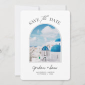 Invitation Santorin Grèce Mariage Sauvez la date (Devant)
