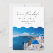 Invitation Santorin Mariage Grèce Enregistrer la date (Devant)
