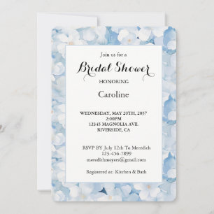 Invitation Santorini Fleurs Bleues et Blanches Lavage de Noce