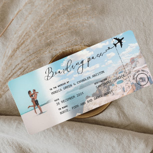 Invitation SANTORINI Grèce Passe d'embarquement QR Mariage ph