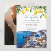 Invitation Santorini Greece Lemons Photo Wedding (Devant / Derrière)
