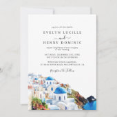 Invitation Santorini Greece Watercolor Destination Wedding (Devant)
