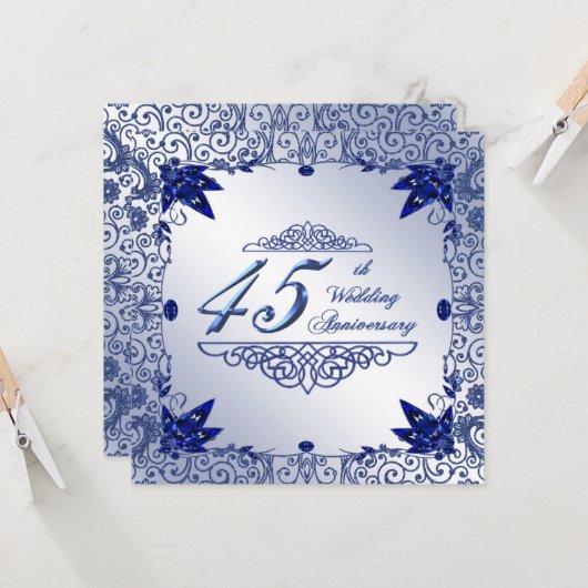Invitation Saphir 45e Anniversaire de Mariage 5,25 (Devant/Arrière en situation)