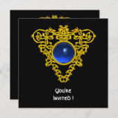 Invitation Saphir bleu coeur CELTIQUE, noir (Devant / Derrière)