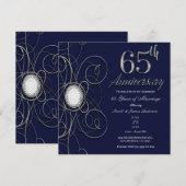 Invitation Saphir Bleu & Diamant Argent 65 65e Anniversaire (Devant / Derrière)