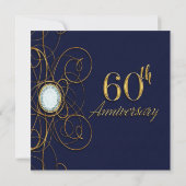 Invitation Saphir Bleu & Diamant Or 60 60e Anniversaire (Dos)