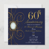Invitation Saphir Bleu & Diamant Or 60 60e Anniversaire (Devant)