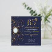 Invitation Saphir Bleu & Diamant Or 65 65e Anniversaire (Debout devant)