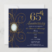 Invitation Saphir Bleu & Diamant Or 65 65e Anniversaire (Devant)