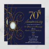 Invitation Saphir Bleu & Diamant Or 70 70e Anniversaire (Devant / Derrière)