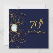 Invitation Saphir Bleu & Diamant Or 70 70e Anniversaire (Dos)