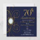 Invitation Saphir Bleu & Diamant Or 70 70e Anniversaire (Devant)