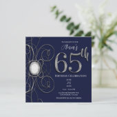 Invitation Saphir bleu et diamant argent 65 65e anniversaire (Debout devant)