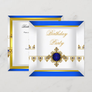 Invitation Saphir Bleu Royal Gemme Bijou Or Anniversaire 2