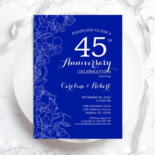 Invitation Saphir Floral 45e Anniversaire