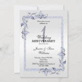 Invitation Saphir Gemme & Paillettes & Platine 1er Mariage (Devant)