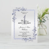 Invitation Saphir Gemme & Paillettes & Platine 1er Mariage (Debout devant)