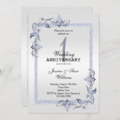 Invitation Saphir Gemme & Paillettes & Platine 1er Mariage (Devant / Derrière)