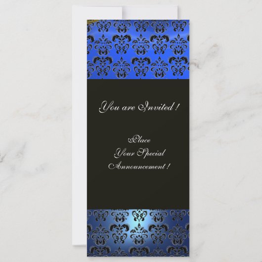 Invitation SAPHIRE BLEU ET DOMMASQUE NOIR MONOGRAM, blanc (Dos)
