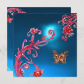 Invitation SAPHIRE BLEURIER rose vif, rouge (Devant / Derrière)