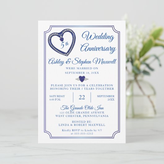 Invitation Saphirs Diamants 5e Soirée d'anniversaire de maria (Debout devant)