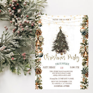 Invitation Sapin,Boules,Clochettes,Cônes de pin Noël