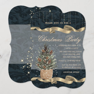 Invitation Sapin, Cônes de pin, Soirée de Noël
