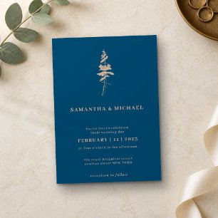 Invitation Sapin de forêt Indie Rustique Navy