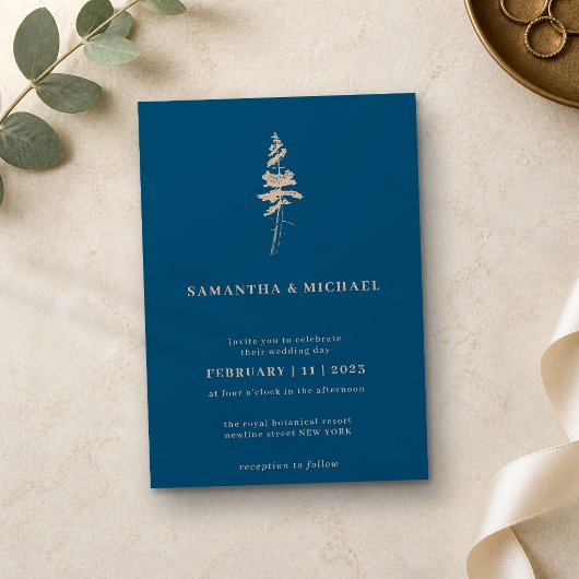 Invitation Sapin de forêt Indie Rustique Navy