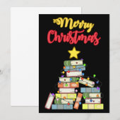 Invitation Sapin de Noël bibliophile I (Devant / Derrière)