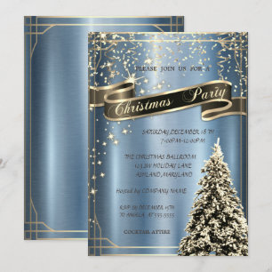 Invitation Sapin de Noël Bleu Métallisé Compagnie de Noël