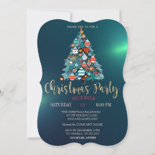 Invitation Sapin de Noël,Boules Colorées Société de Noël
