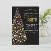 Invitation Sapin de Noël doré élégant (Debout devant)