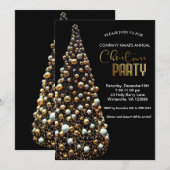 Invitation Sapin de Noël doré élégant (Devant / Derrière)