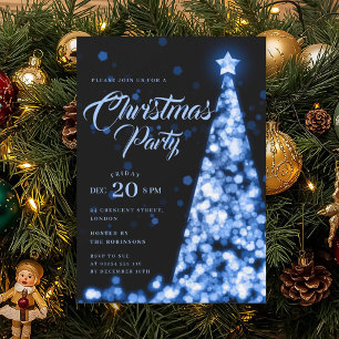 Invitation Sapin de Noël élégant bleu marine pour les fêtes d