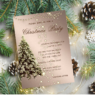 Invitation Sapin de Noël élégant, Étincelle, Fête de Noël